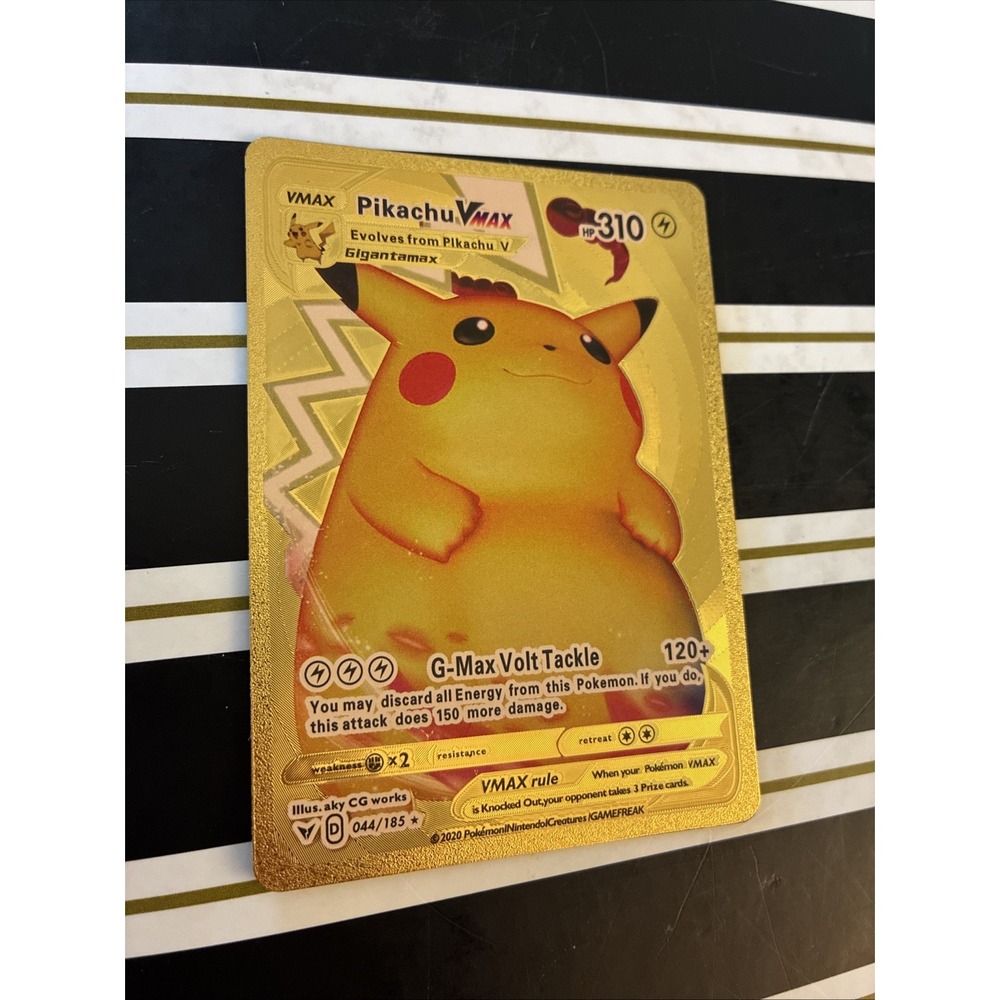 Pikachu Vmax HP310 Gold Metal Pokémon Card Fan Art!